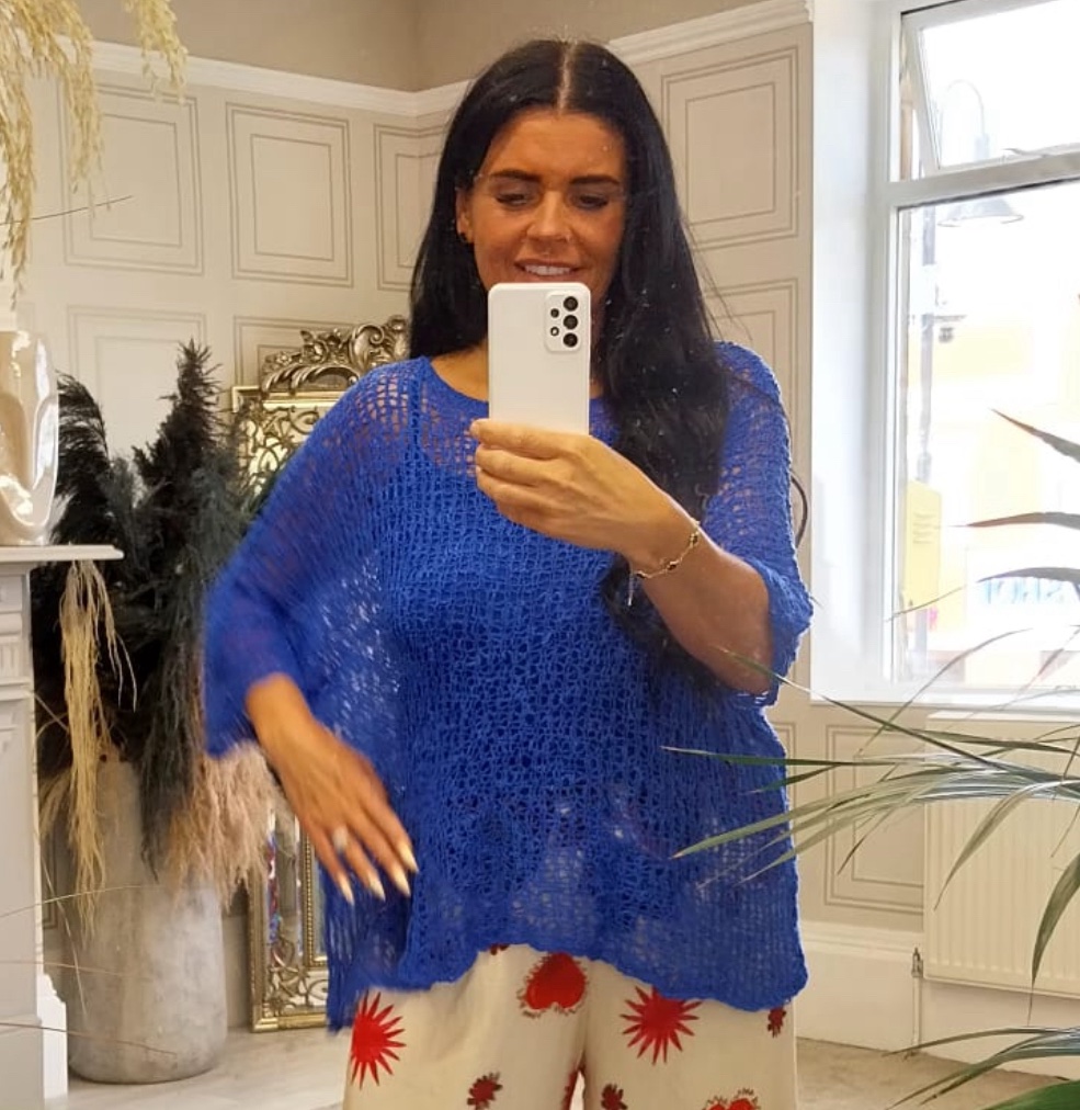 Popcorn Jumper Cobalt Blue Unique Chic Boutique