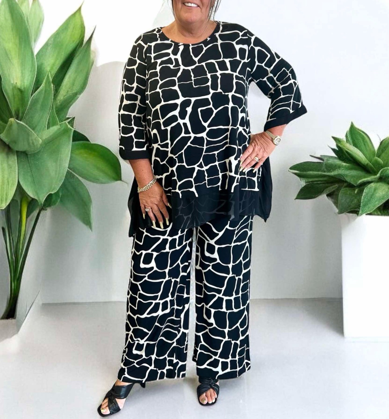 Black & White Giraffe Print Co-Ord Set